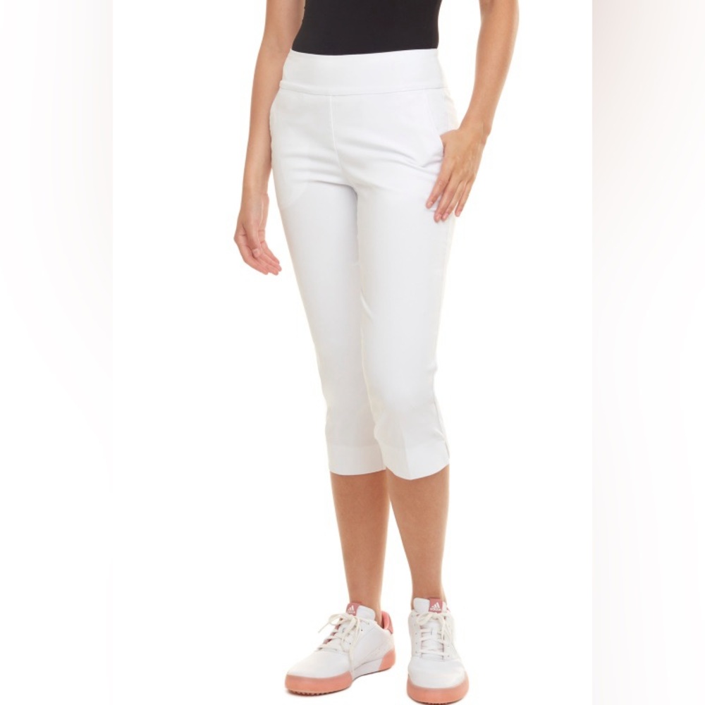 6 Swing Control white Capri Golf stretchy pull kn capri pants